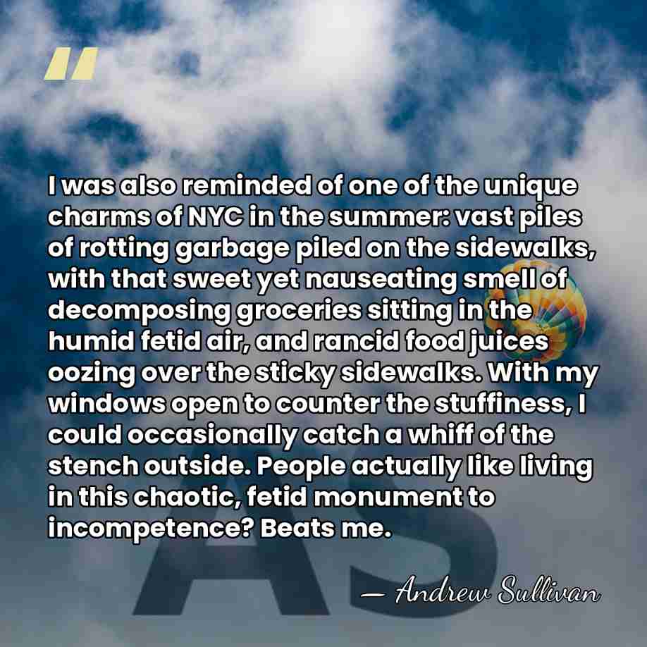 I was also reminded of one of the unique charms of NYC&hellip; - Andrew Sullivan