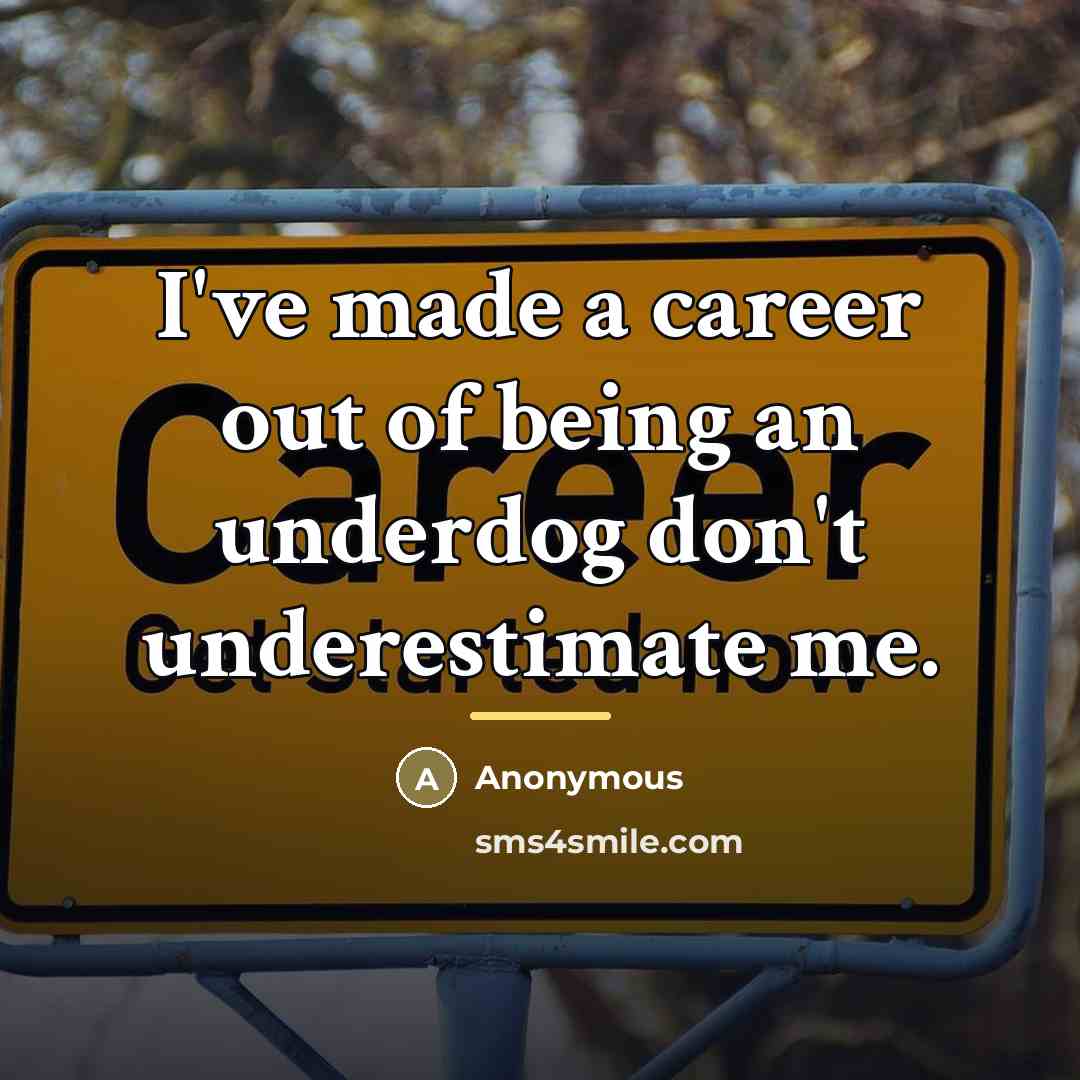 “I've made a career out of being an underdog don't…” quote by Anonymous