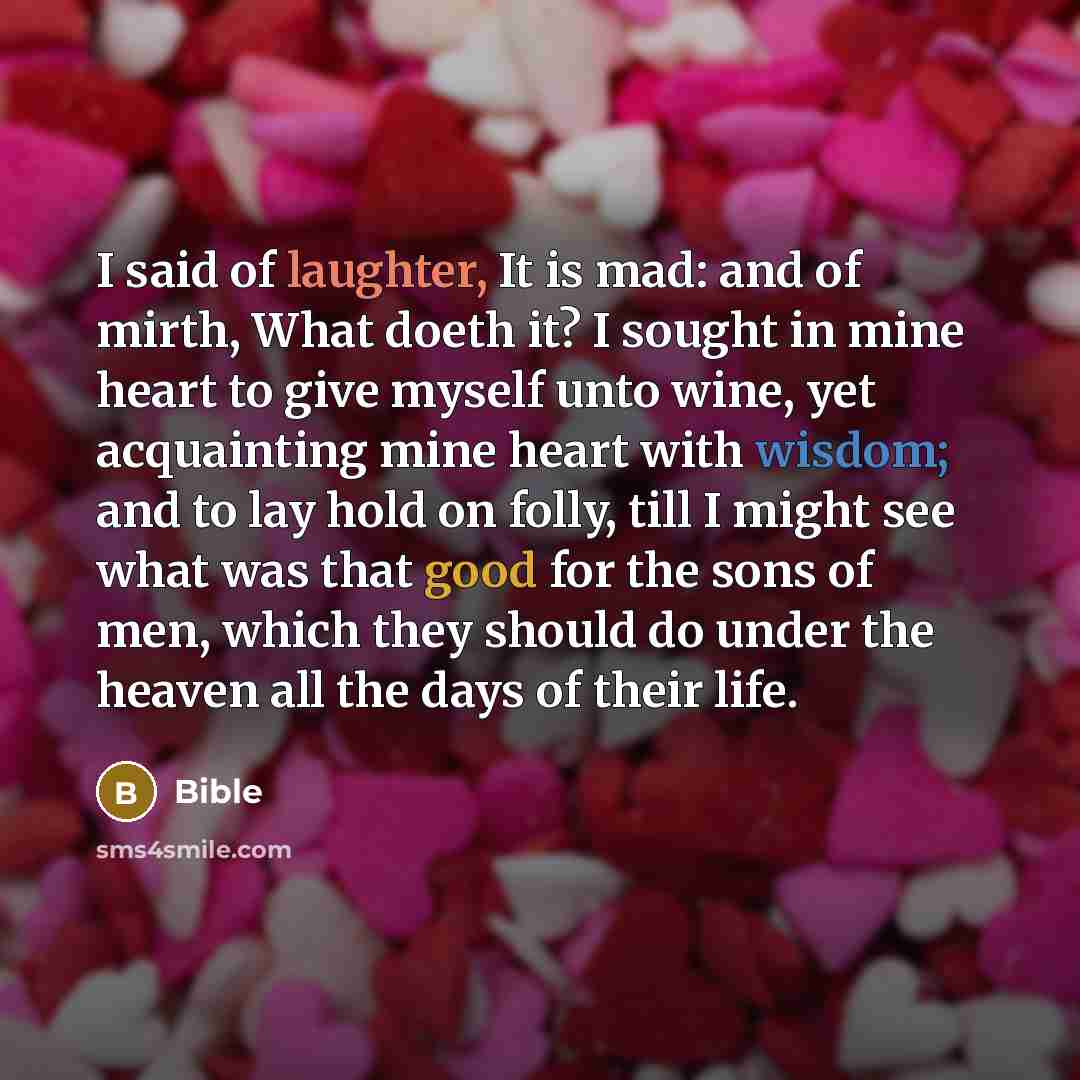 “I said of laughter, It is mad: and of mirth,…” quote by Bible