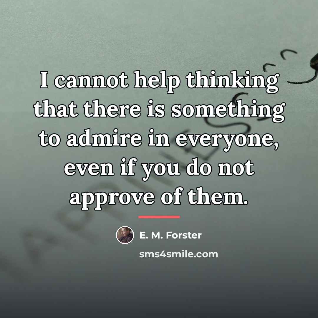 “I cannot help thinking that there is something to admire…” quote by E. M. Forster