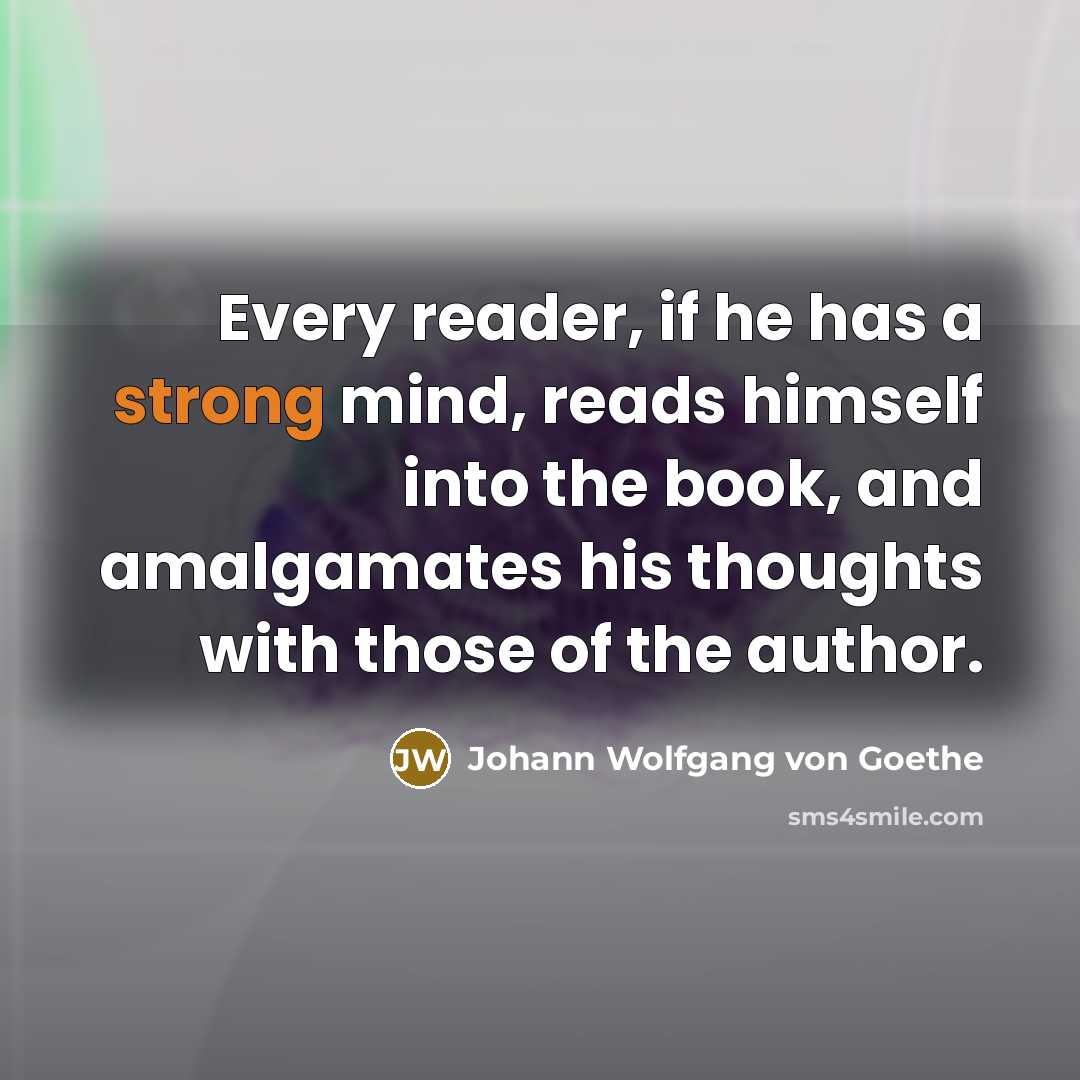 “Every reader, if he has a strong mind, reads himself…” quote by Johann Wolfgang von Goethe