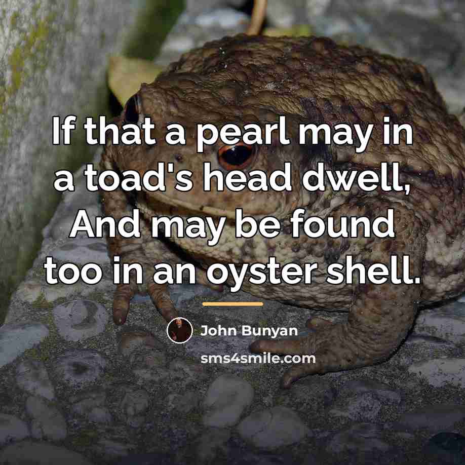 “If that a pearl may in a toad's head dwell,…” quote by John Bunyan
