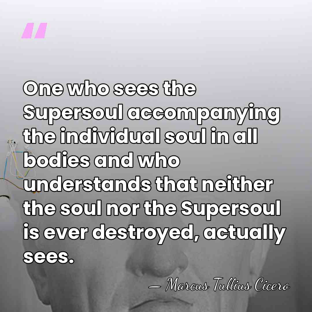 One who sees the Supersoul accompanying the individual soul in all bodies&hellip; - Marcus Tullius Cicero