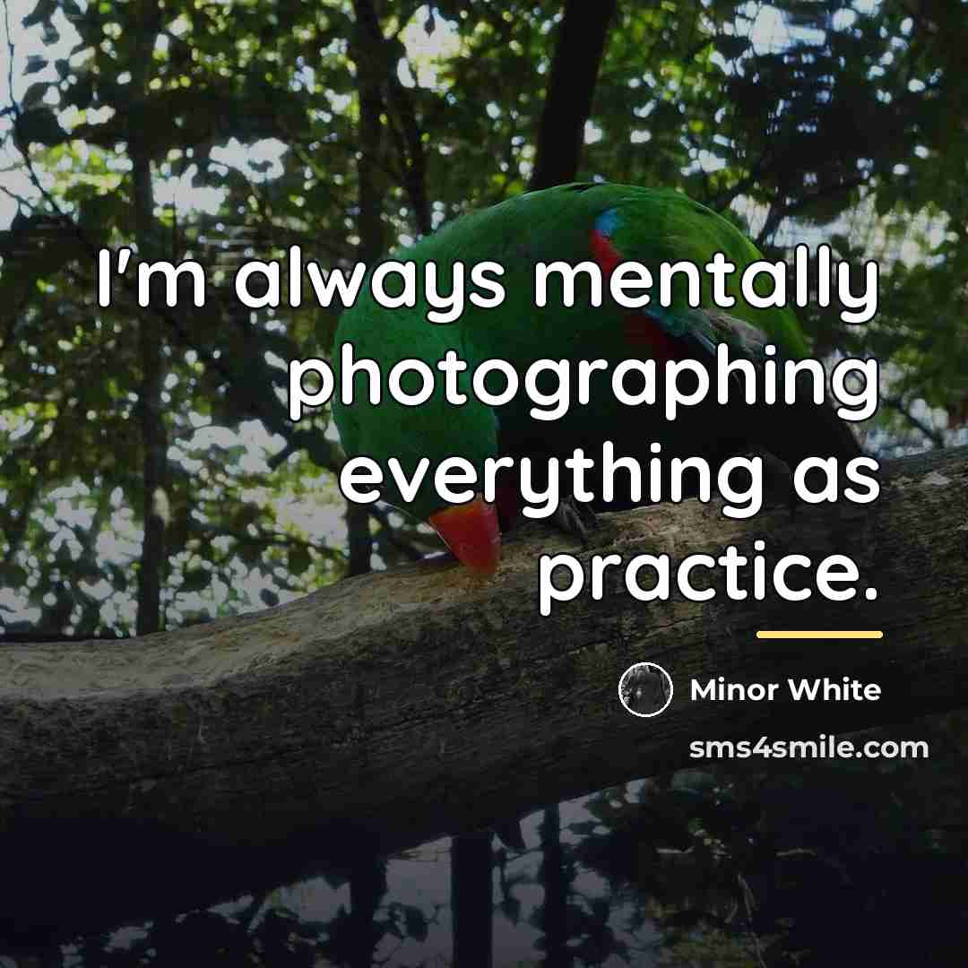 “I'm always mentally photographing everything as practice.…” quote by Minor White