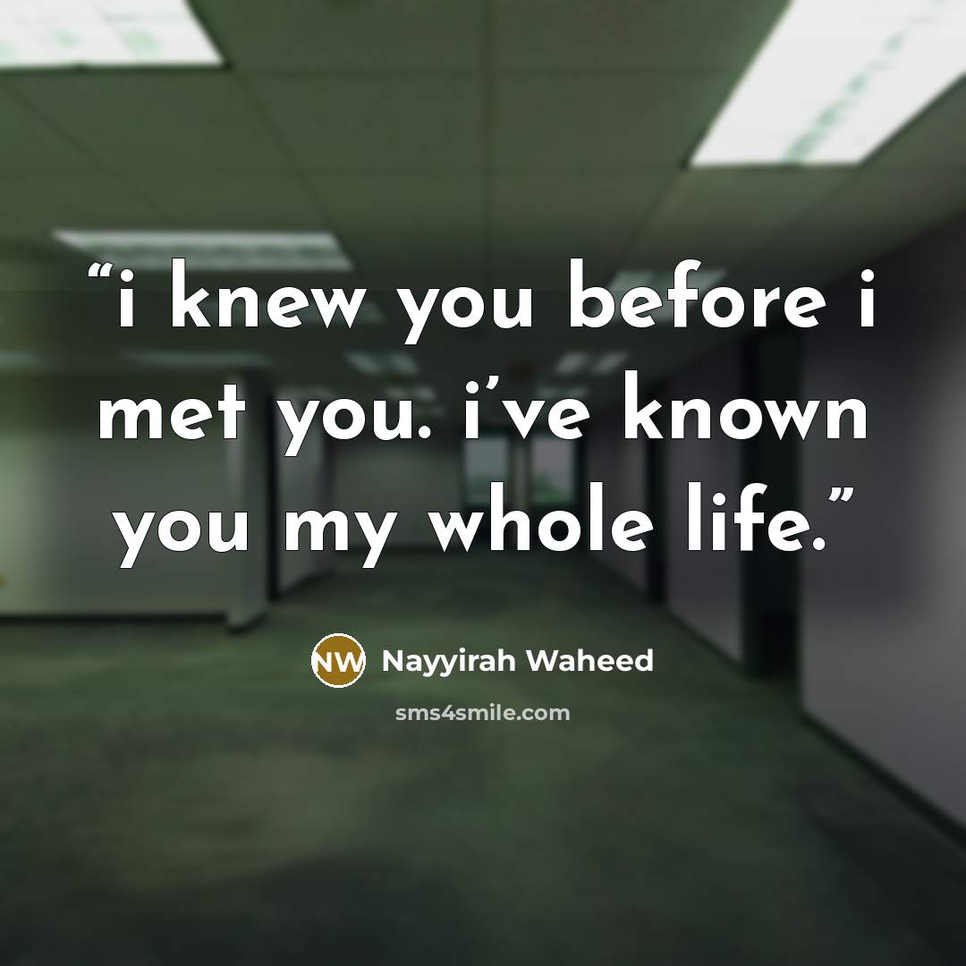 “i knew you before i met you. i’ve known you my whole life.” quote by Nayyirah Waheed