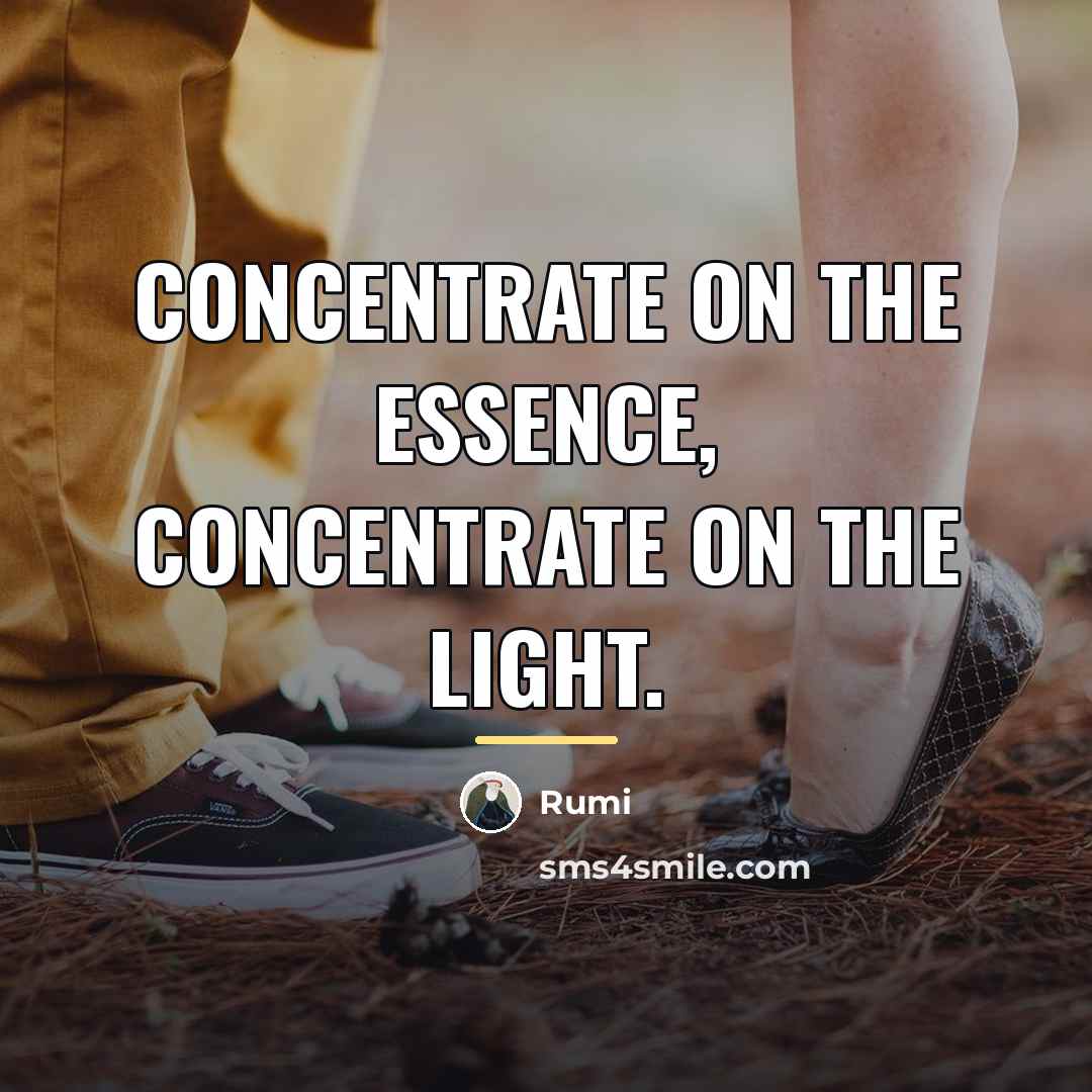 “Concentrate on the Essence, concentrate on the Light.…” quote by Rumi