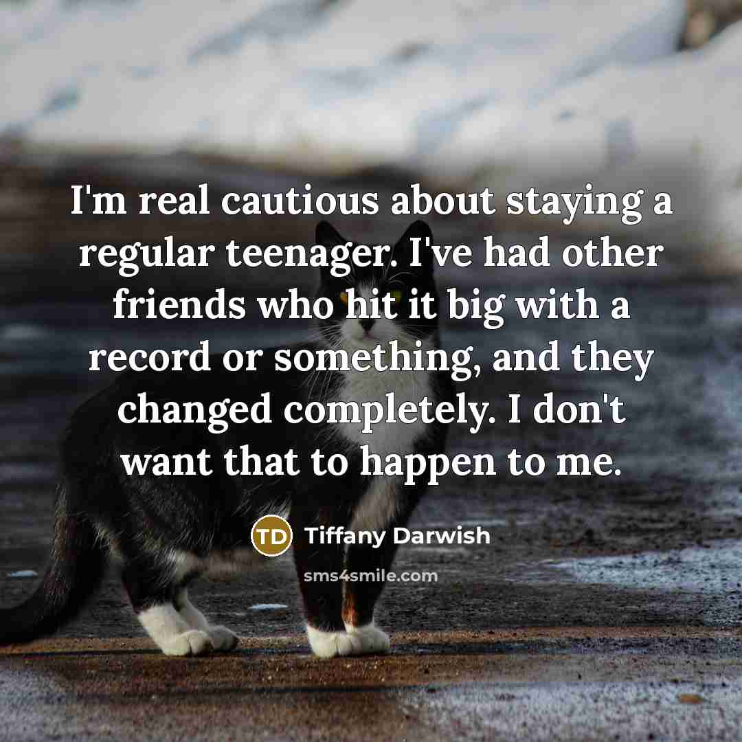 “I'm real cautious about staying a regular teenager. I've had…” quote by Tiffany Darwish