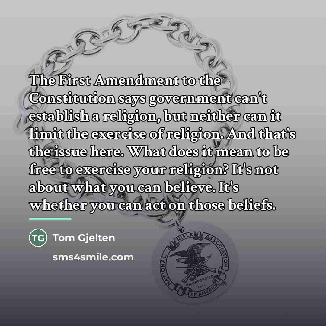 “The First Amendment to the Constitution says government can't establish…” quote by Tom Gjelten