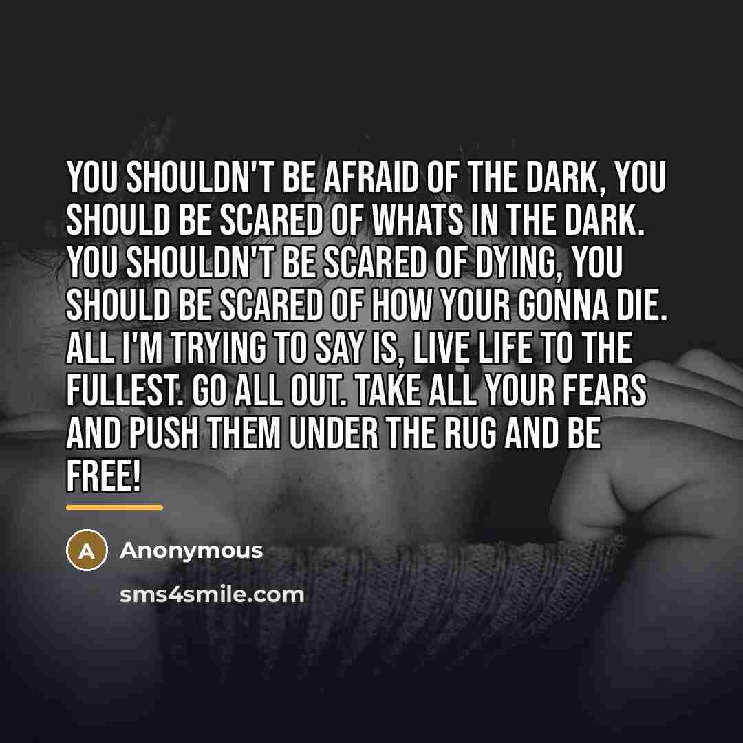 “You shouldn't be afraid of the dark, you should be…” quote by Anonymous