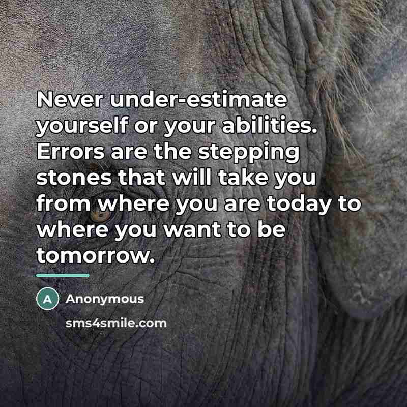 “Never under-estimate yourself or your abilities. Errors are the stepping…” quote by Anonymous