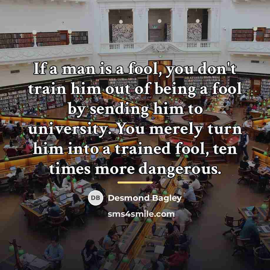 “If a man is a fool, you don't train him…” quote by Desmond Bagley