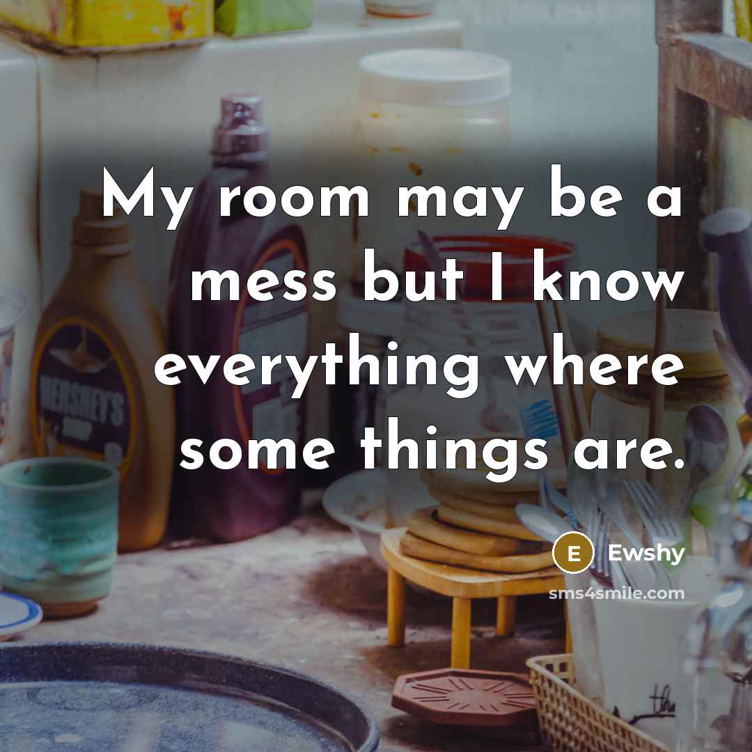 “My room may be a mess but I know everything…” quote by Ewshy