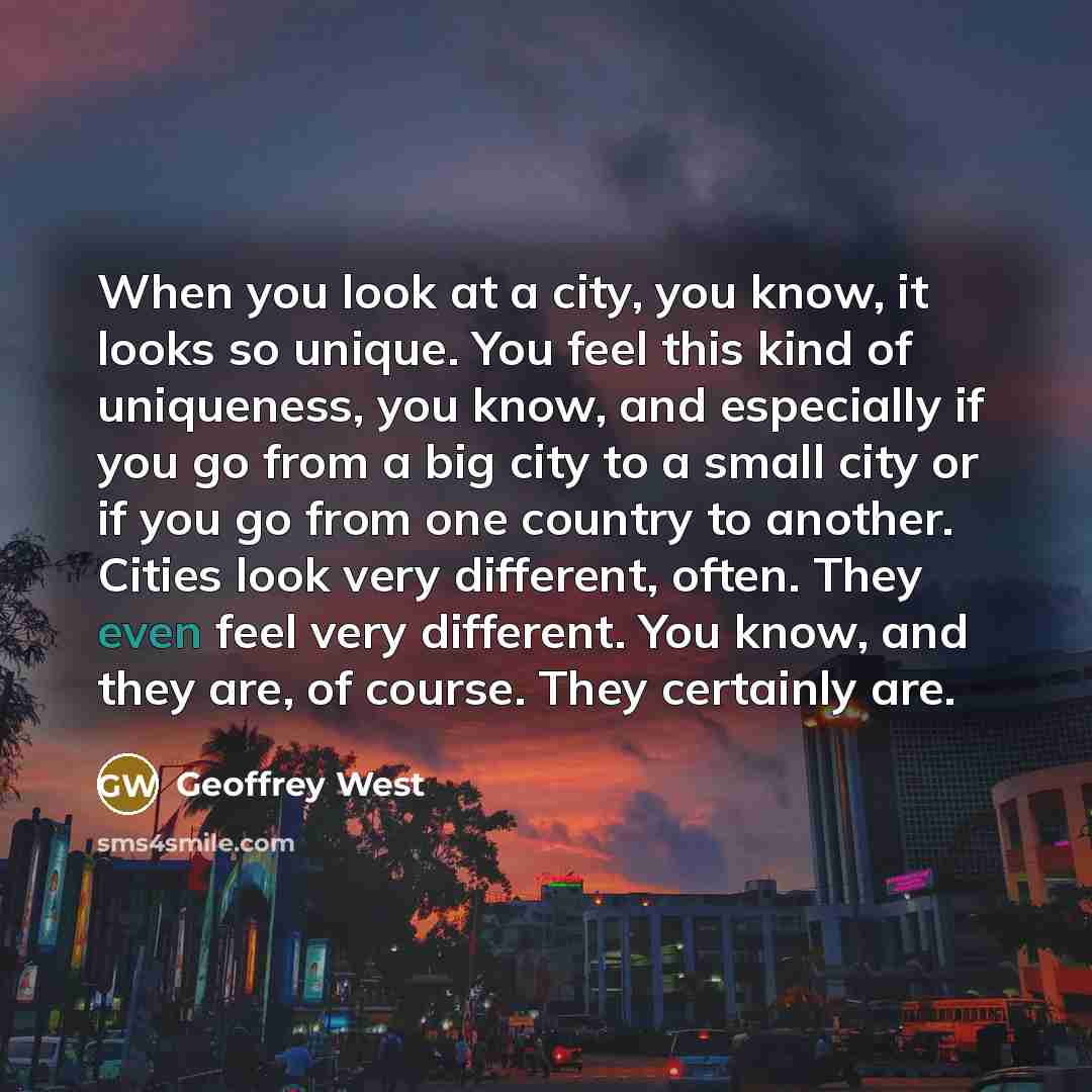 “When you look at a city, you know, it looks…” quote by Geoffrey West