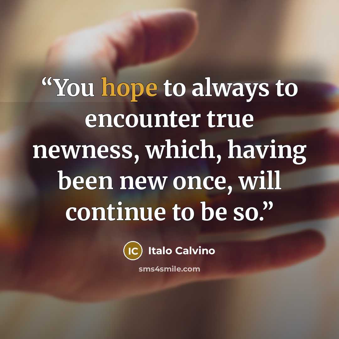 “You hope to always to encounter true newness, which, having been new once, will continue to be so.” quote by Italo Calvino