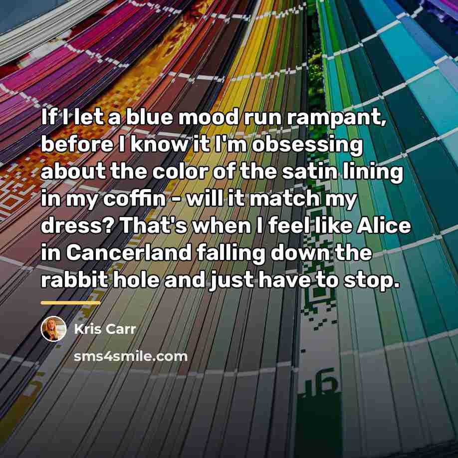 “If I let a blue mood run rampant, before I…” quote by Kris Carr