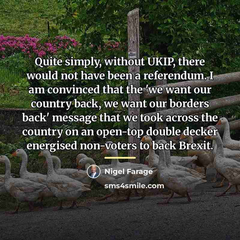 “Quite simply, without UKIP, there would not have been a…” quote by Nigel Farage