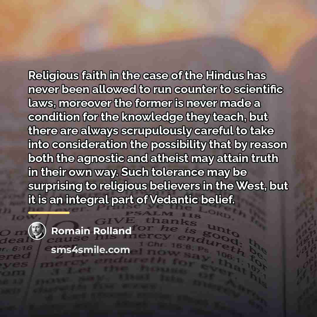 “Religious faith in the case of the Hindus has never…” quote by Romain Rolland