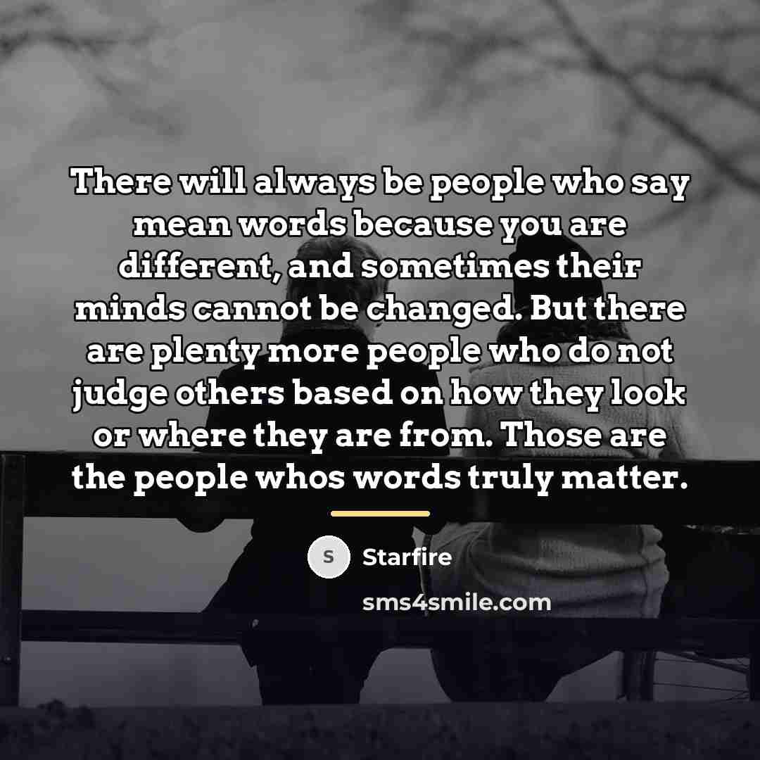 “There will always be people who say mean words because…” quote by Starfire