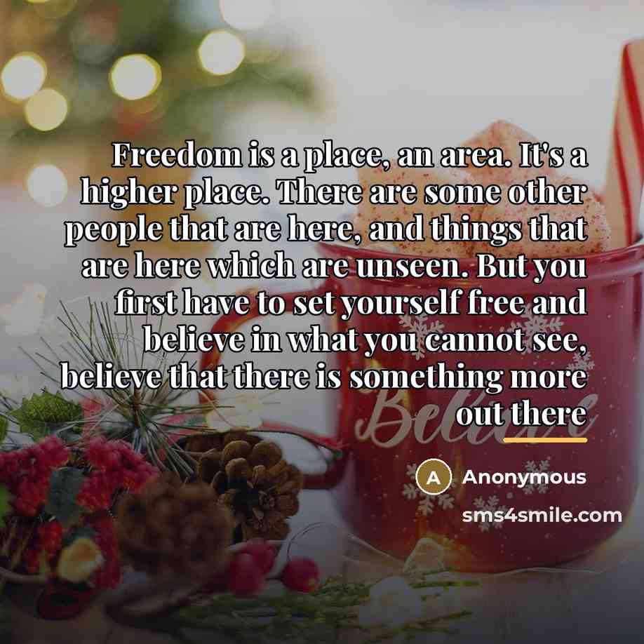 “Freedom is a place, an area. It's a higher place.…” quote by Anonymous
