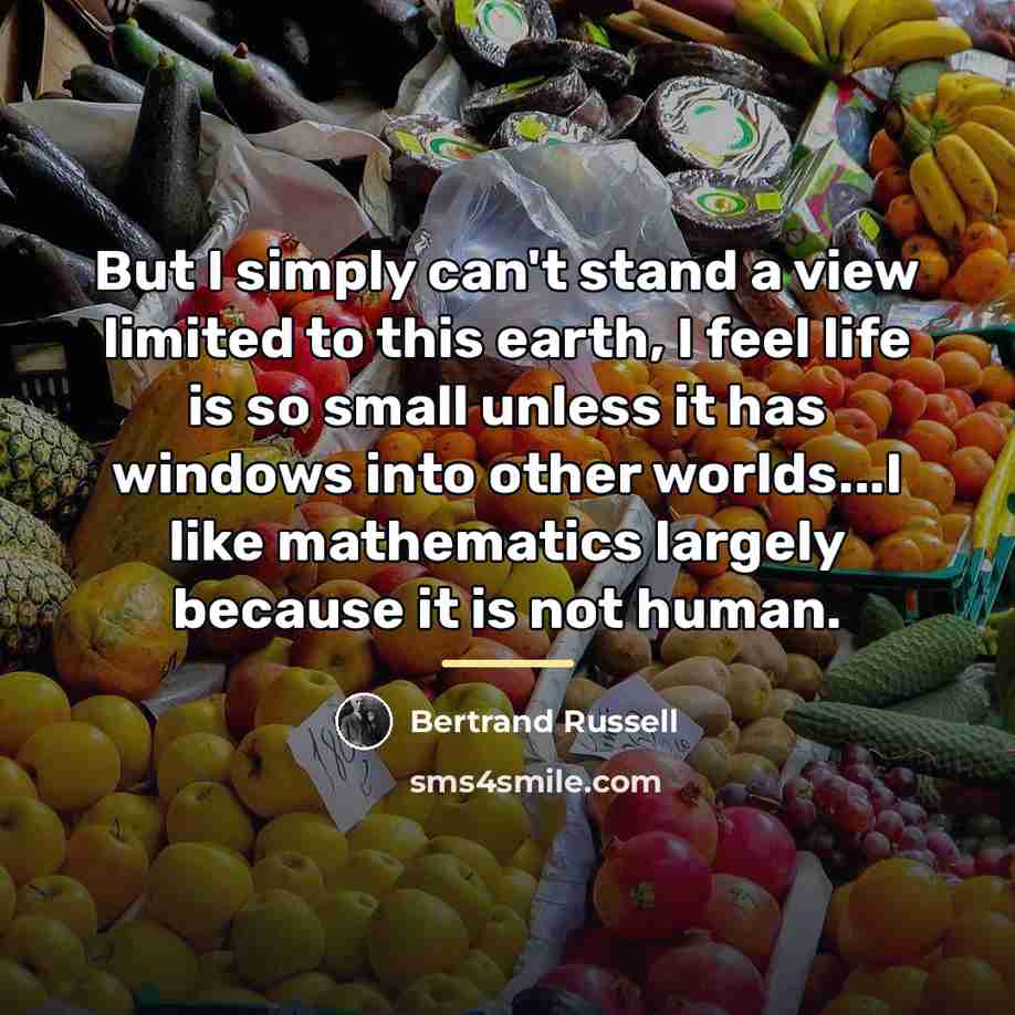 “But I simply can't stand a view limited to this…” quote by Bertrand Russell
