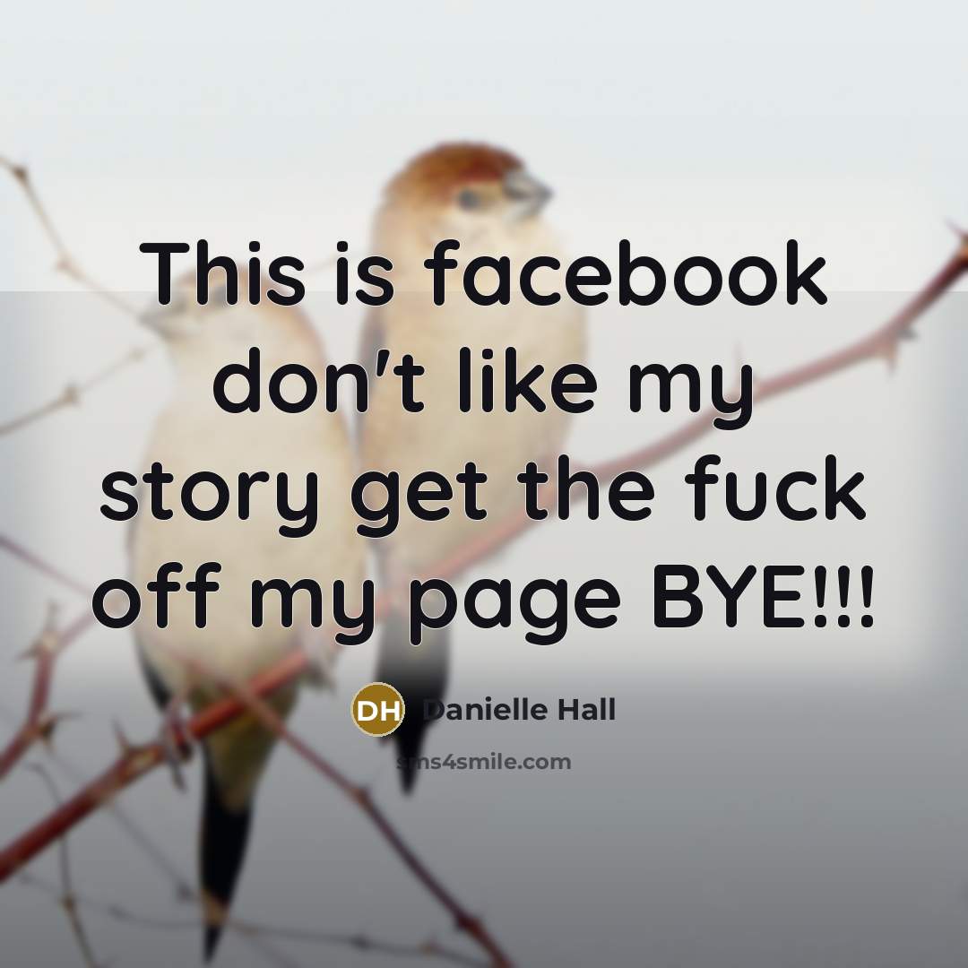 “This is facebook don't like my story get the fuck…” quote by Danielle Hall