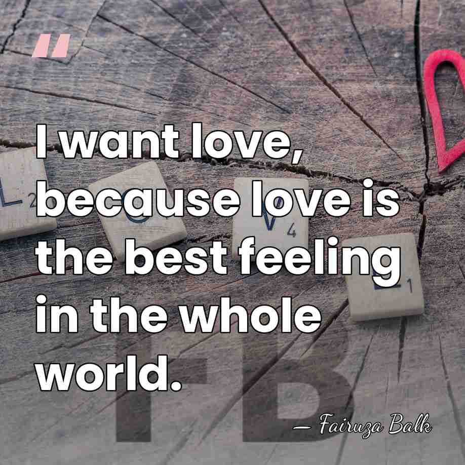 I want love, because love is the best feeling in the whole&hellip; - Fairuza Balk
