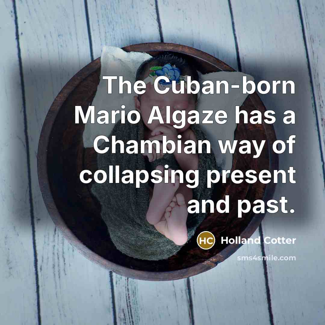 “The Cuban-born Mario Algaze has a Chambian way of collapsing…” quote by Holland Cotter