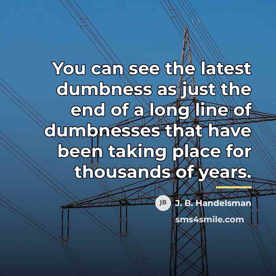 “You can see the latest dumbness as just the end…” quote by J. B. Handelsman