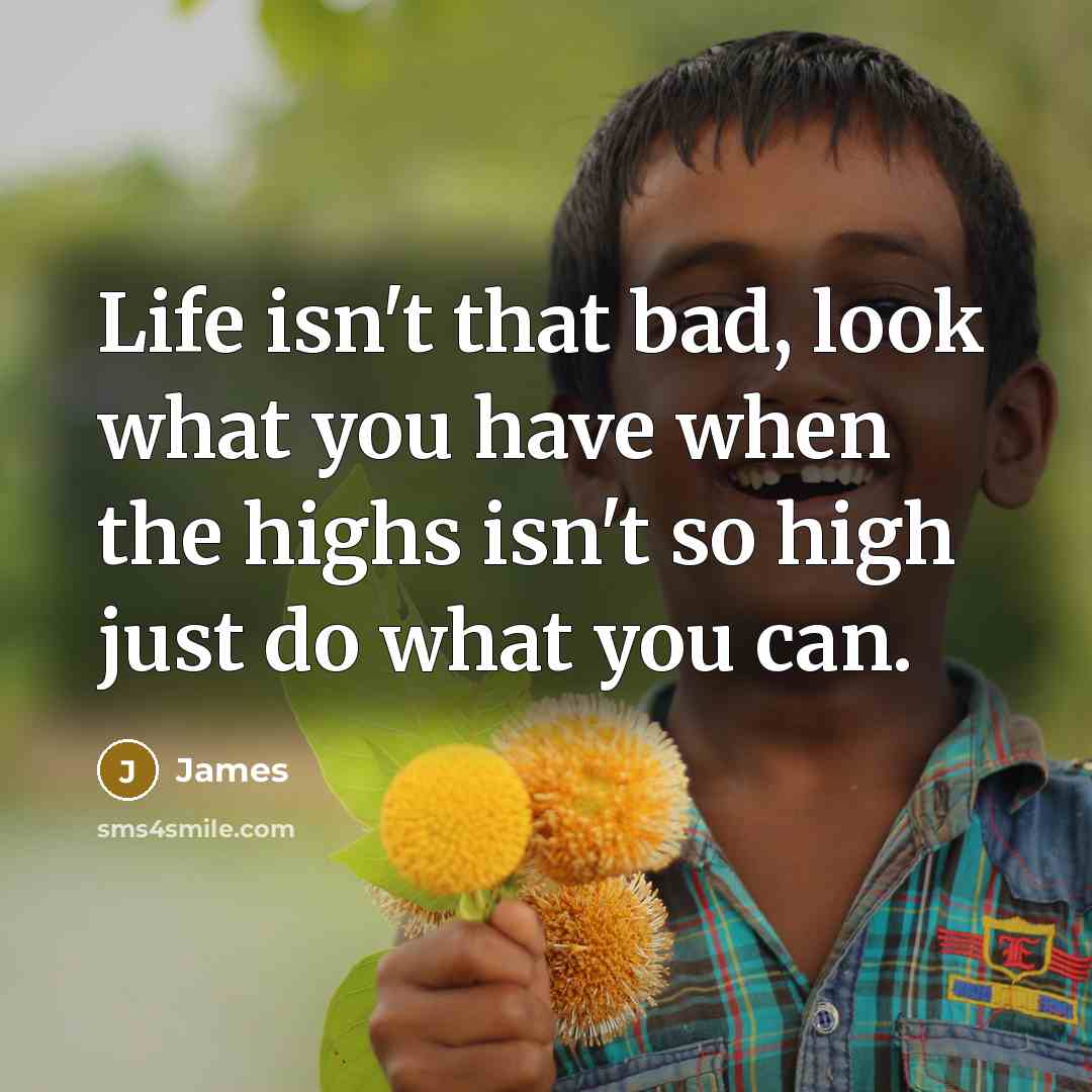“Life isn't that bad, look what you have when the…” quote by James