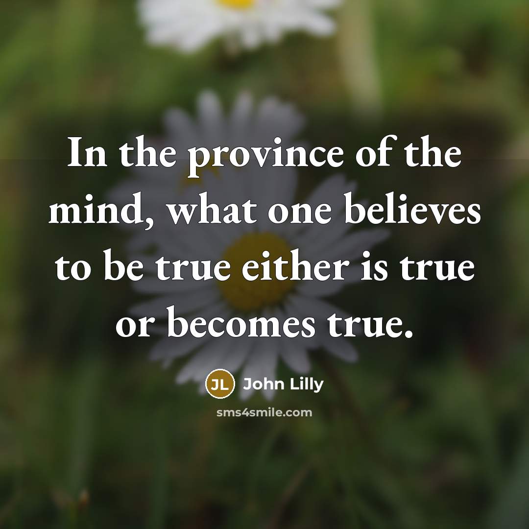 “In the province of the mind, what one believes to…” quote by John Lilly
