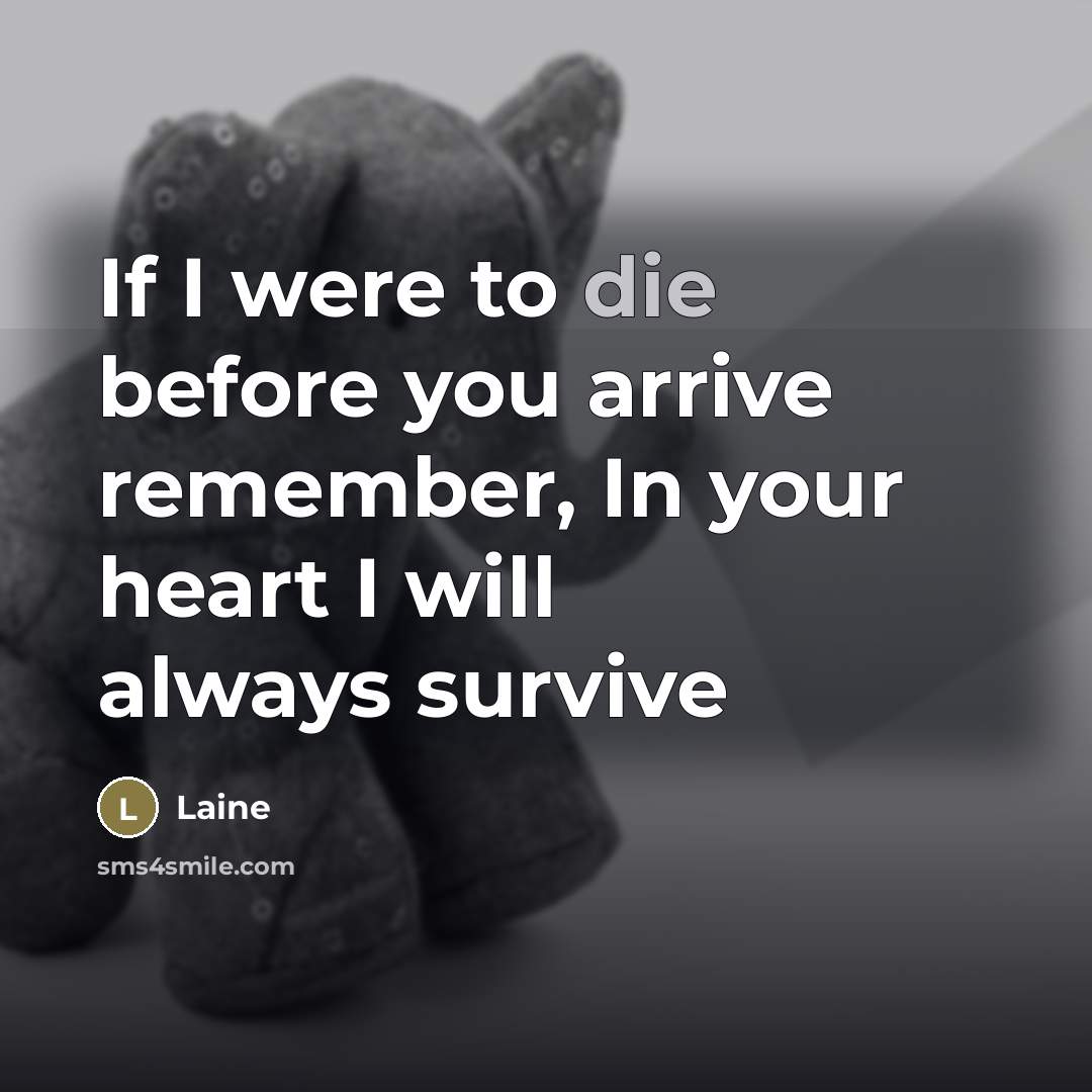 “If I were to die before you arrive remember, In…” quote by Laine