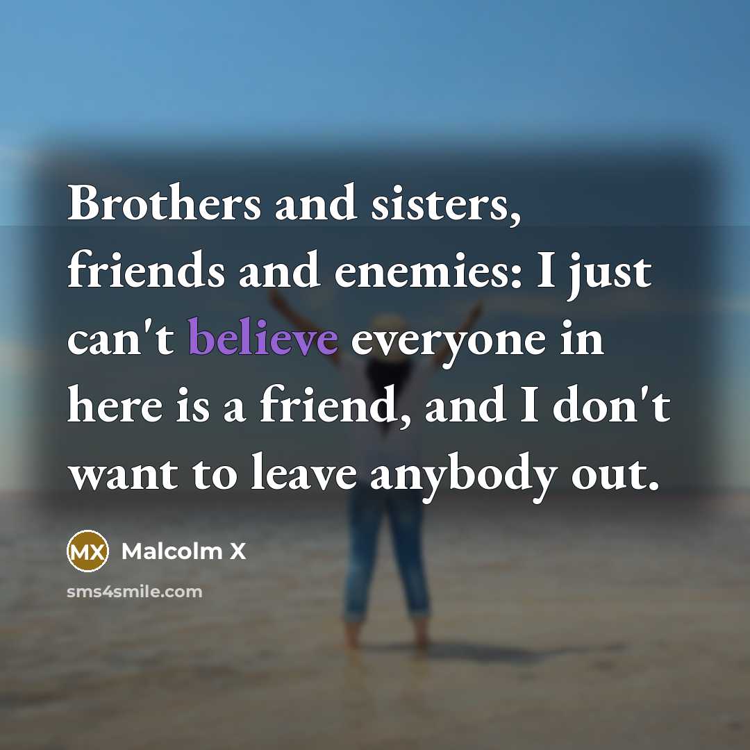 “Brothers and sisters, friends and enemies: I just can't believe…” quote by Malcolm X