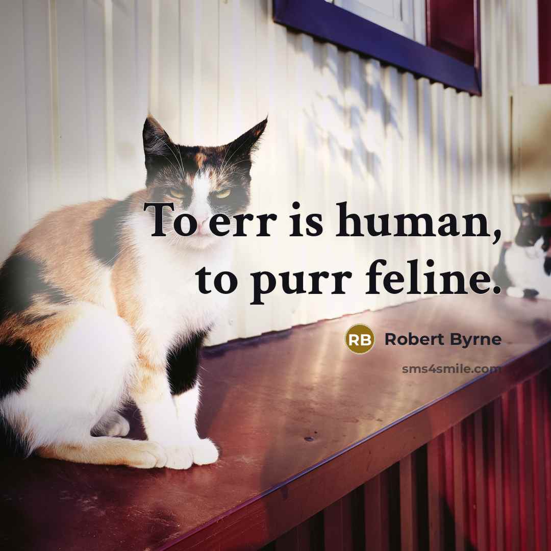 “To err is human, to purr feline.” quote by Robert Byrne
