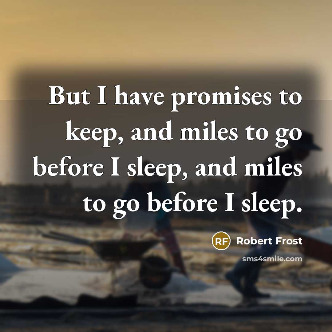 “But I have promises to keep, and miles to go…” quote by Robert Frost
