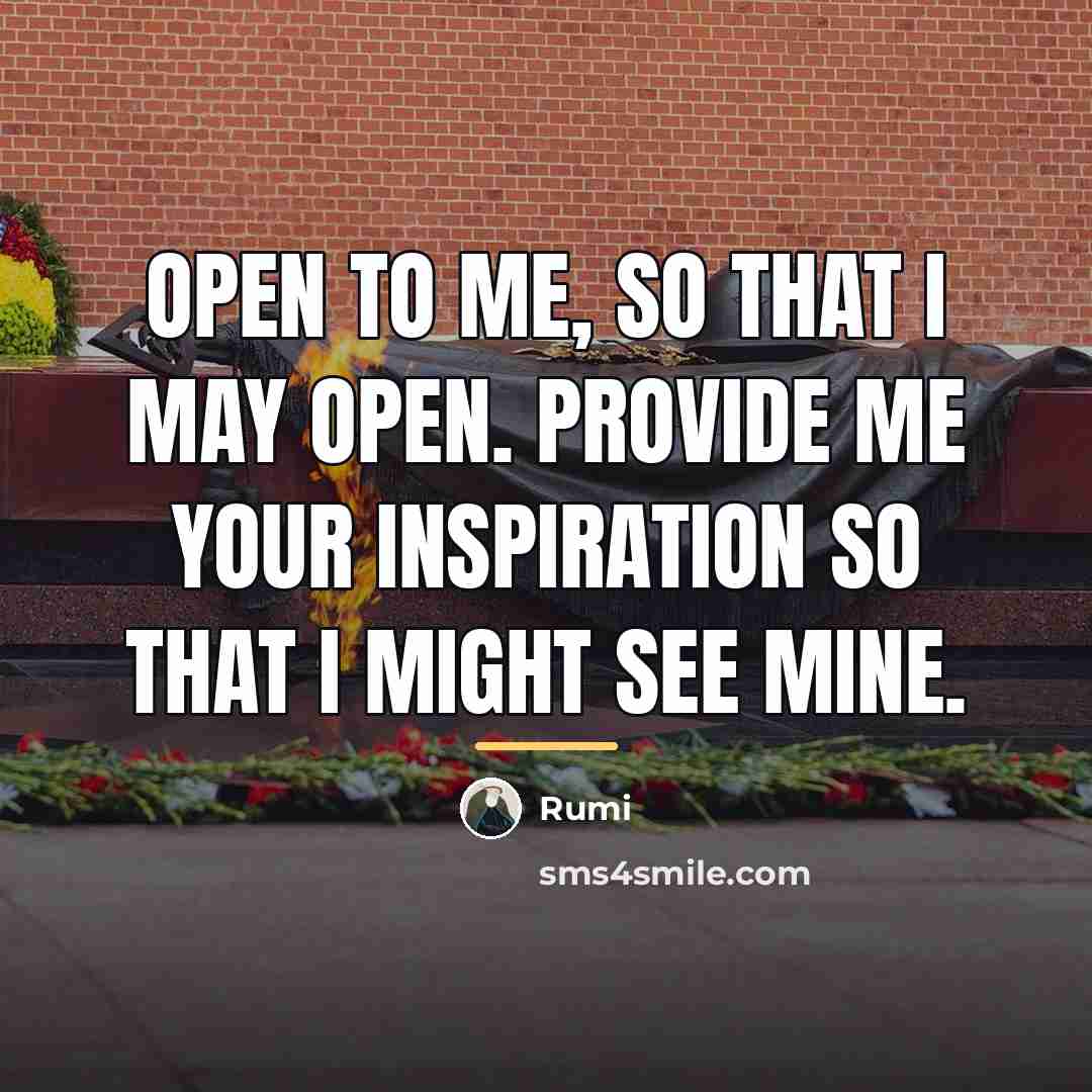 “Open to me, so that I may open. Provide me…” quote by Rumi