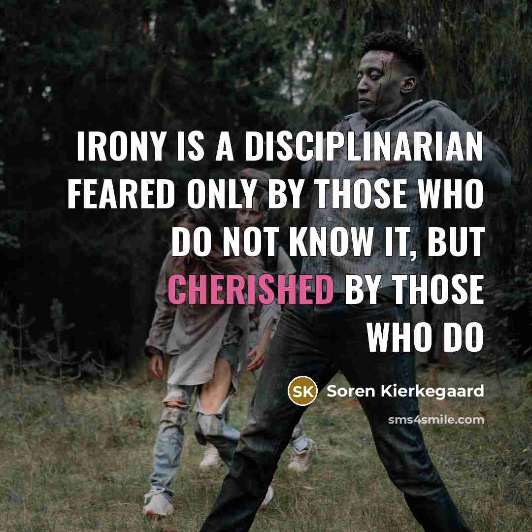 “Irony is a disciplinarian feared only by those who do…” quote by Soren Kierkegaard