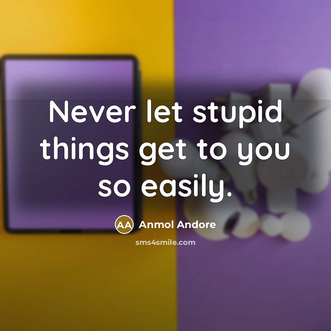 “Never let stupid things get to you so easily.…” quote by Anmol Andore