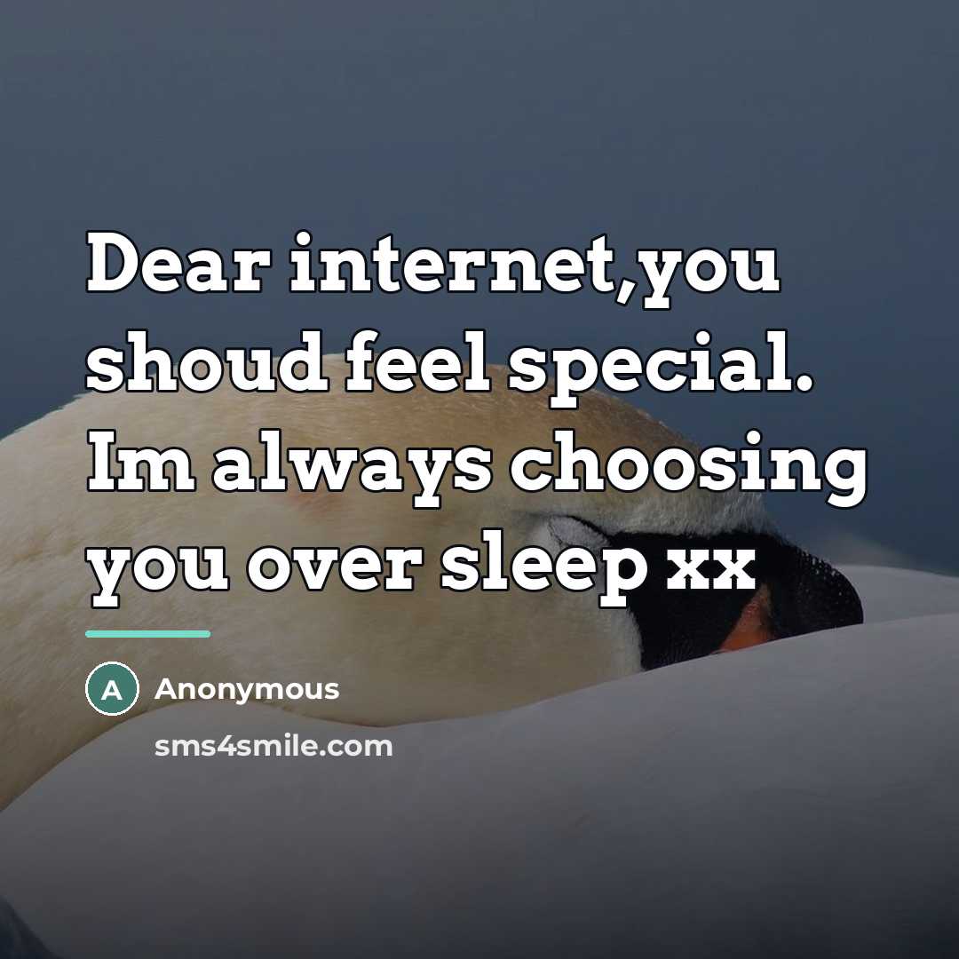 “Dear internet,you shoud feel special. Im always choosing you over…” quote by Anonymous