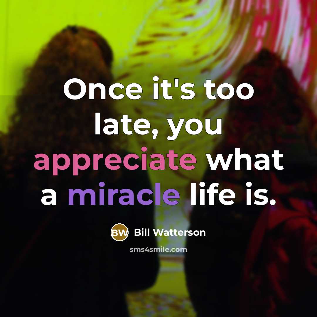 “Once it's too late, you appreciate what a miracle life…” quote by Bill Watterson