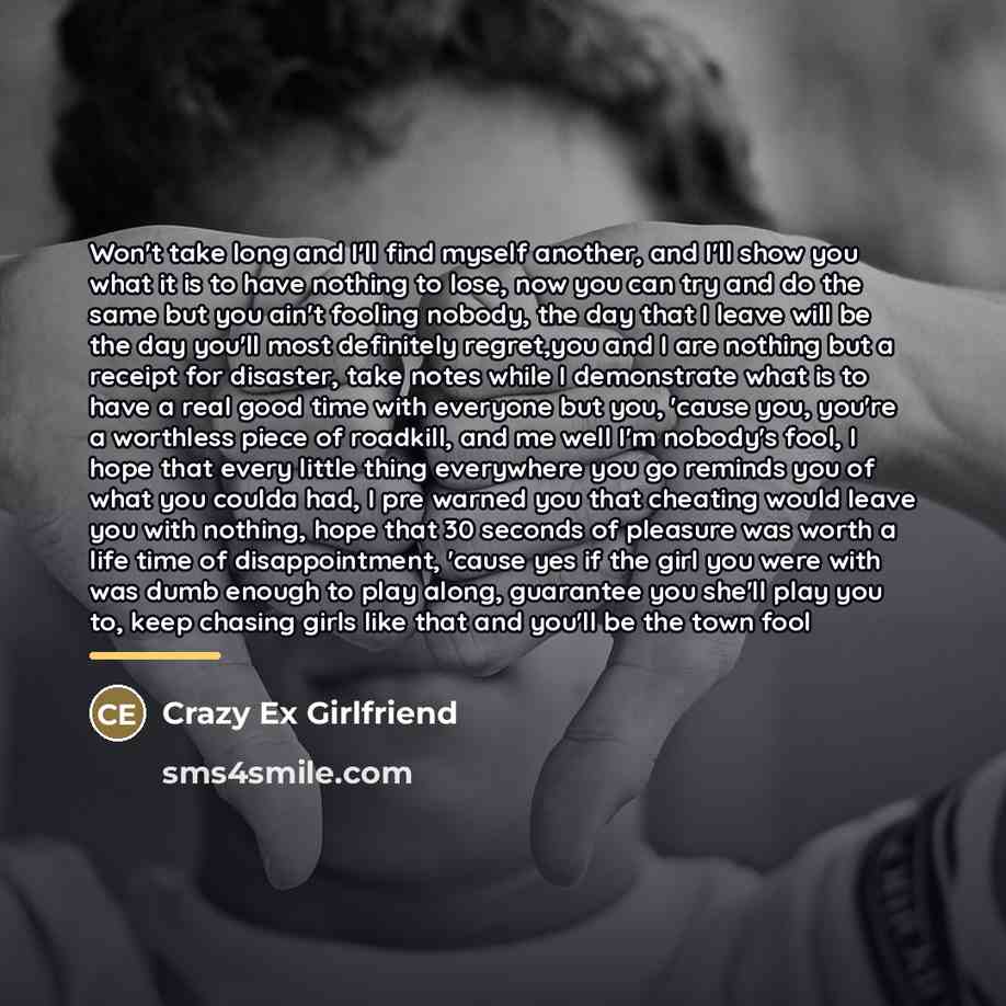 “Won't take long and I'll find myself another, and I'll…” quote by Crazy Ex Girlfriend