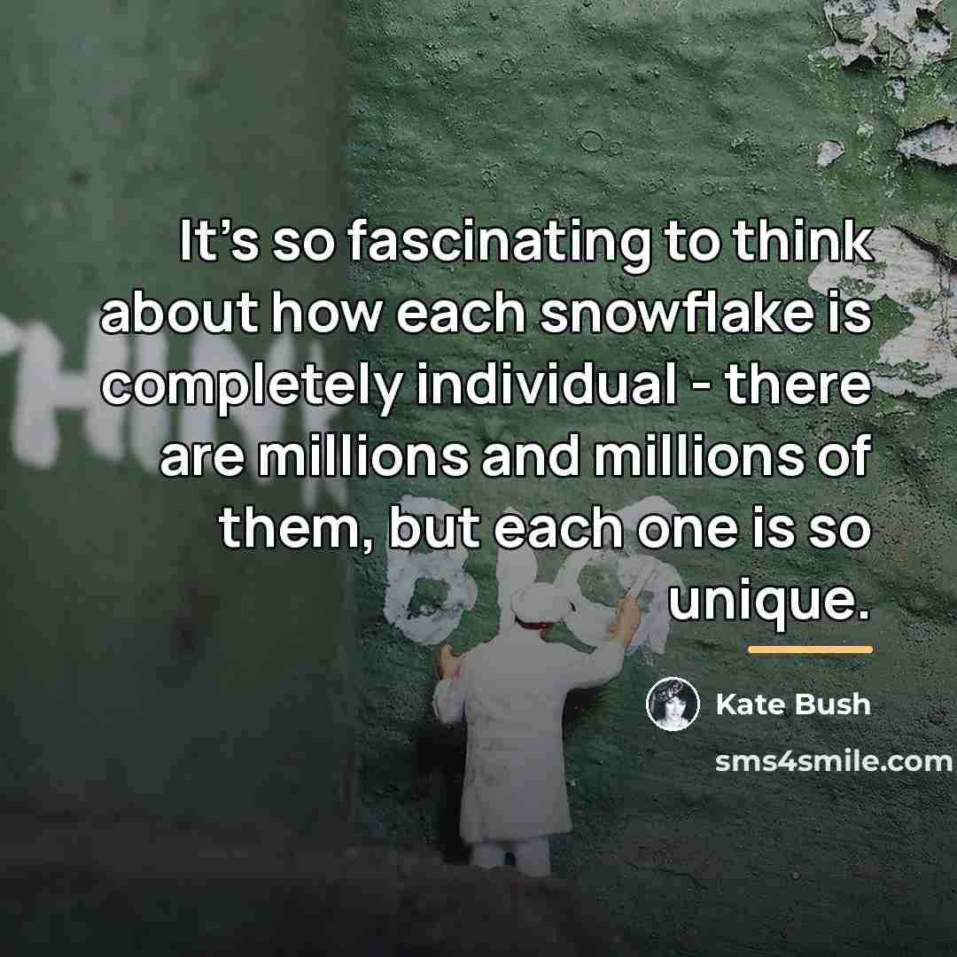 “It's so fascinating to think about how each snowflake is…” quote by Kate Bush