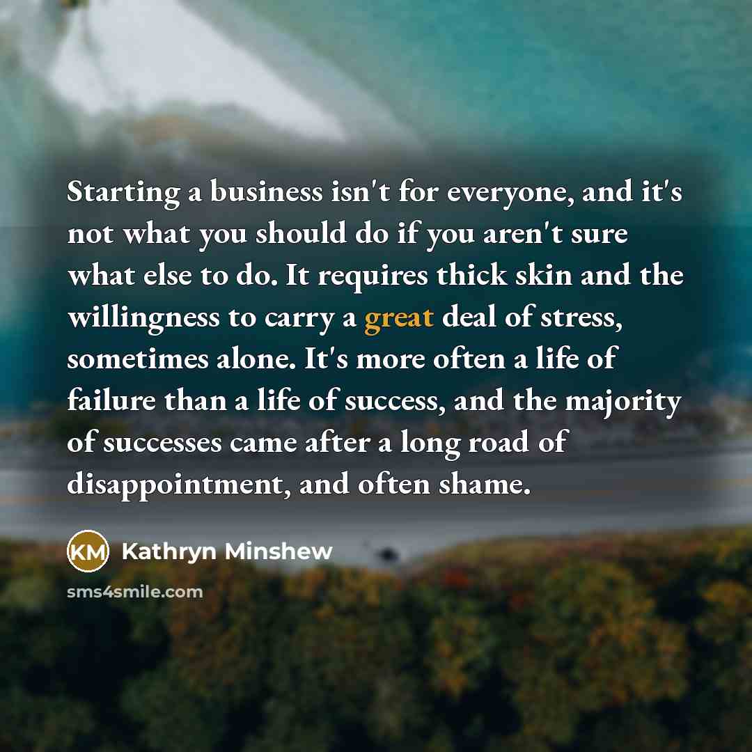 “Starting a business isn't for everyone, and it's not what…” quote by Kathryn Minshew