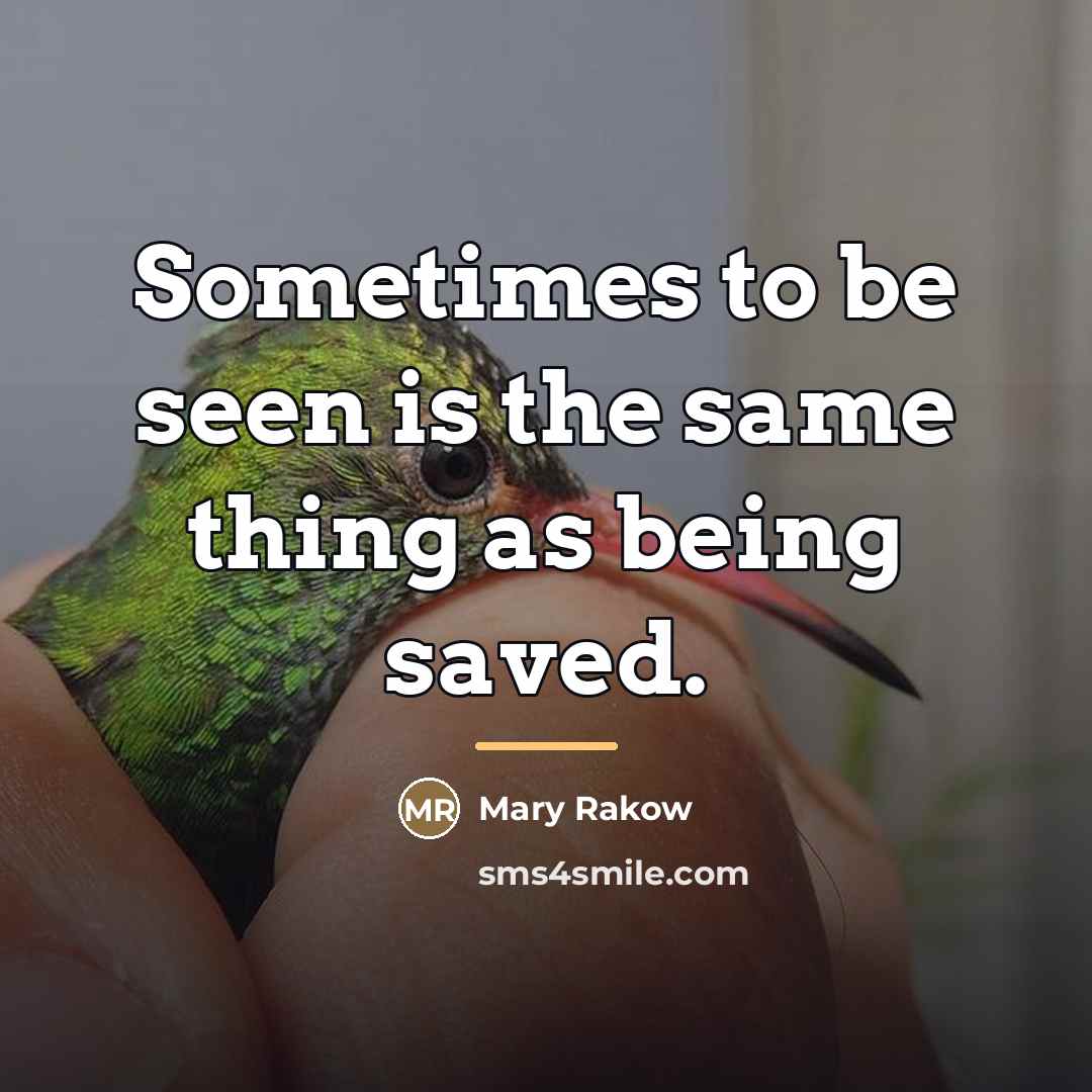 “Sometimes to be seen is the same thing as being…” quote by Mary Rakow