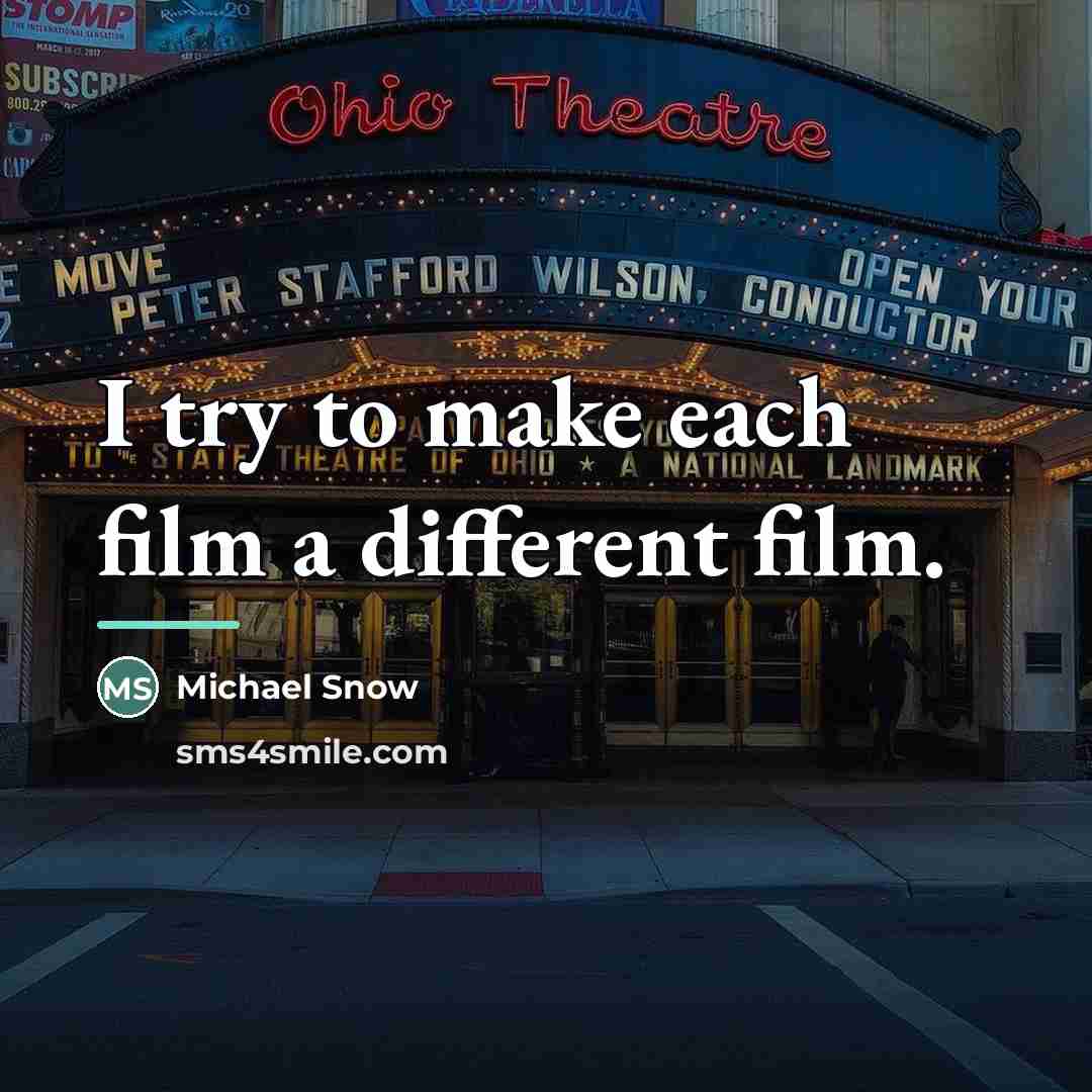 “I try to make each film a different film.…” quote by Michael Snow
