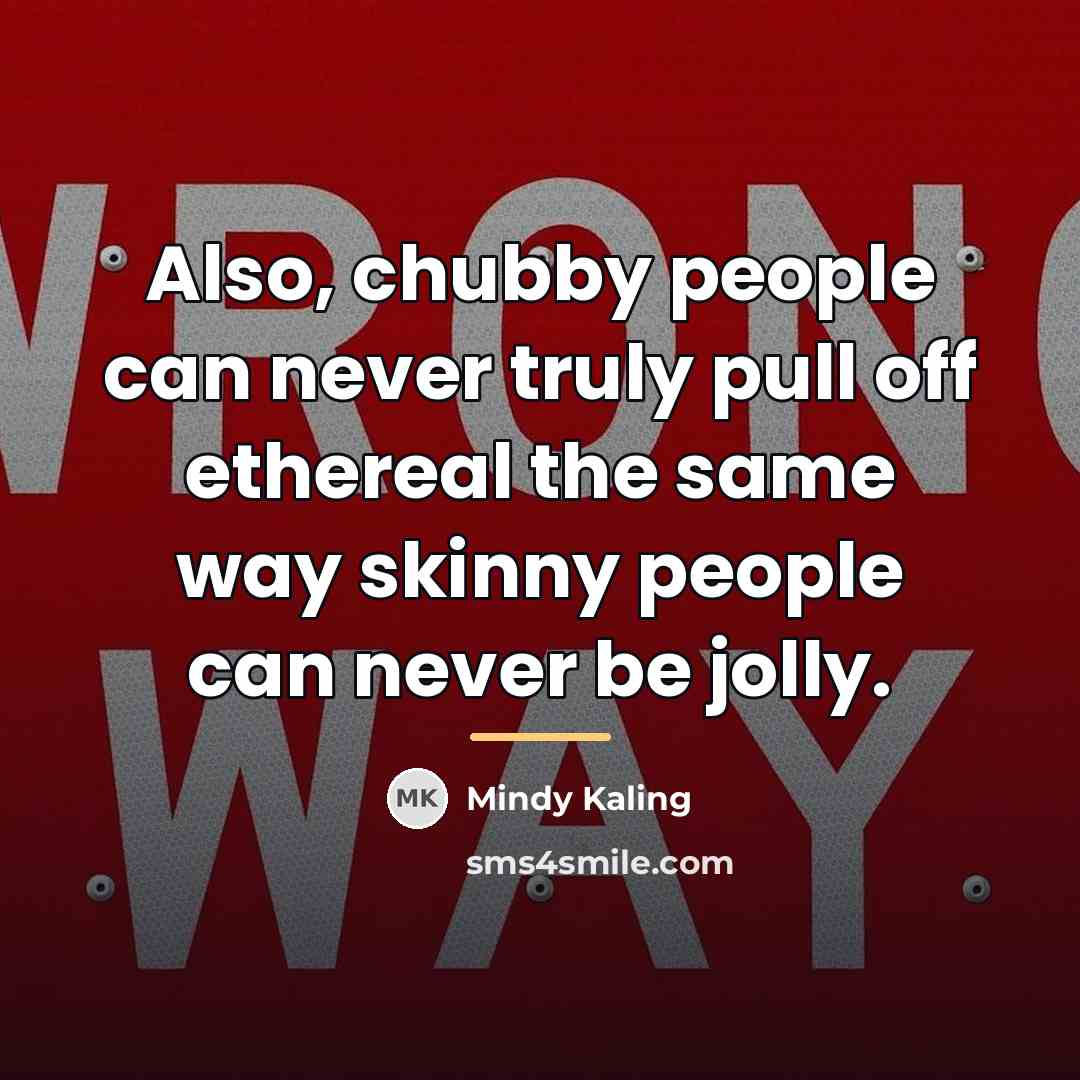 “Also, chubby people can never truly pull off ethereal the…” quote by Mindy Kaling