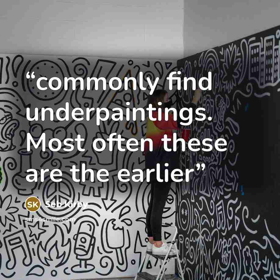 “commonly find underpaintings. Most often these are the earlier” quote by Seb Kirby