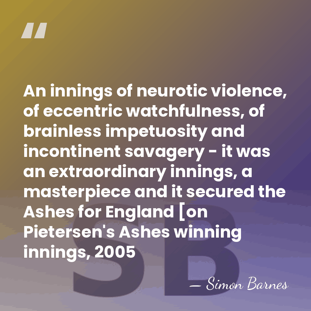 An innings of neurotic violence, of eccentric watchfulness, of brainless impetuosity and&hellip; - Simon Barnes