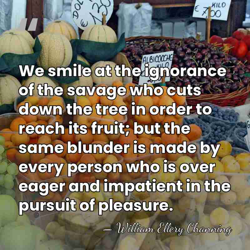 We smile at the ignorance of the savage who cuts down the&hellip; - William Ellery Channing