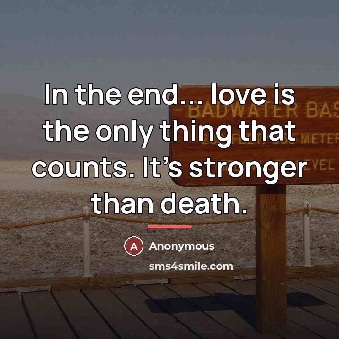 “In the end... love is the only thing that counts.…” quote by Anonymous