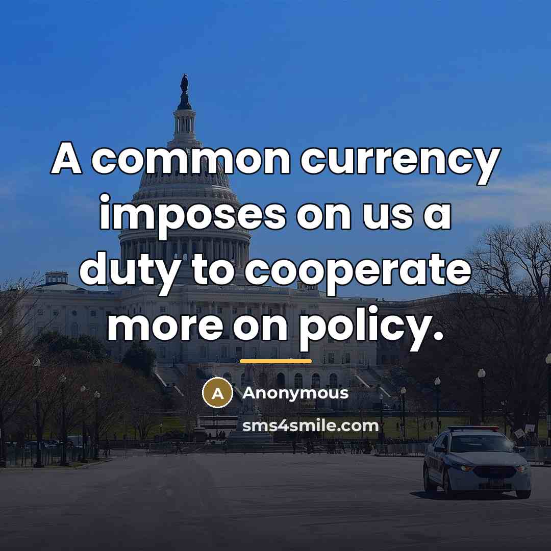 “A common currency imposes on us a duty to cooperate…” quote by Anonymous
